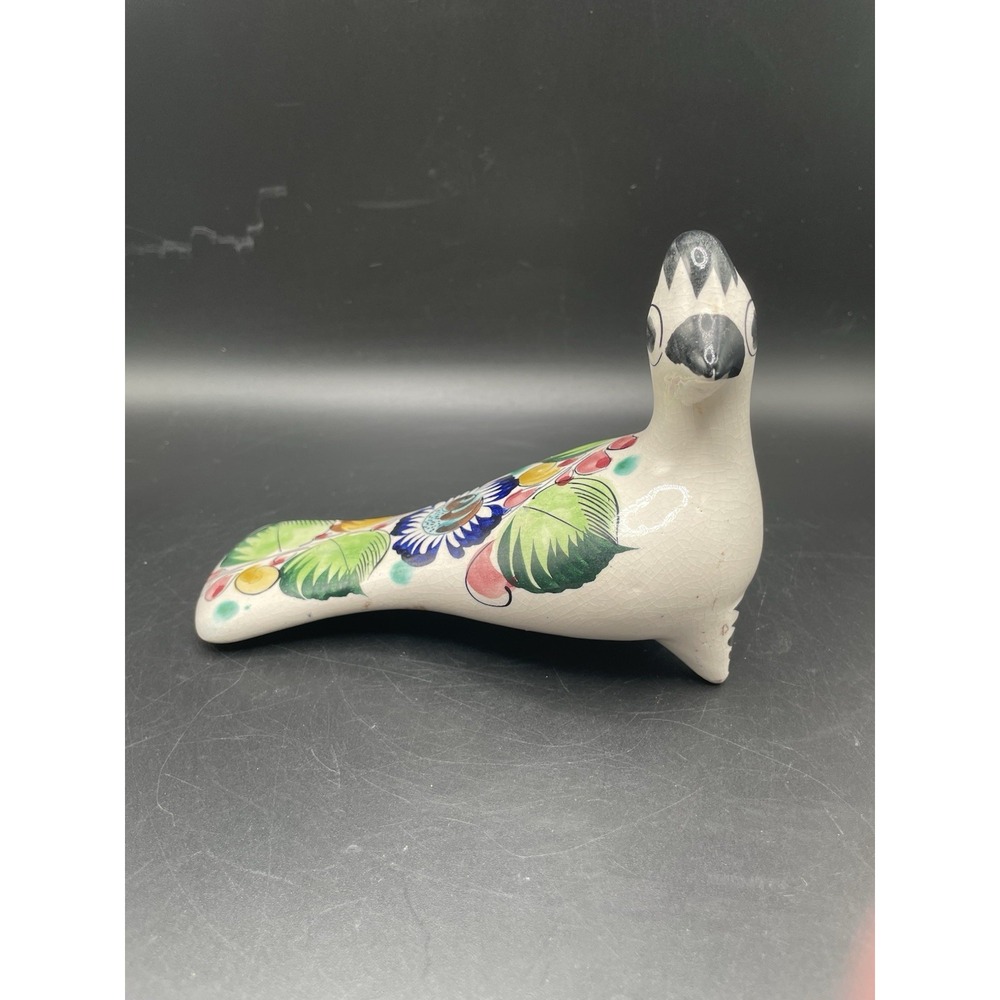 Vtg Hand painted Tonala Signed Pottery Bird folk art